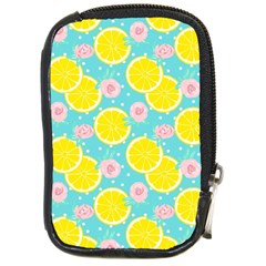 Blue neon lemons Compact Camera Leather Case