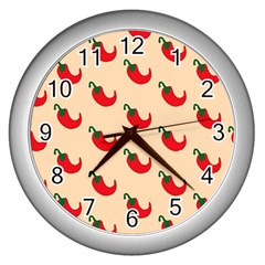 Small Mini Peppers Pink Wall Clock (silver) by ConteMonfrey