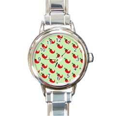 Small Mini Peppers Green Round Italian Charm Watch by ConteMonfrey