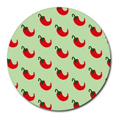 Small Mini Peppers Green Round Mousepad by ConteMonfrey