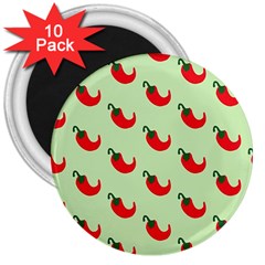 Small Mini Peppers Green 3  Magnets (10 Pack)  by ConteMonfrey