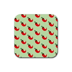 Small Mini Peppers Green Rubber Coaster (square) by ConteMonfrey