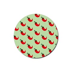 Small Mini Peppers Green Rubber Round Coaster (4 Pack) by ConteMonfrey