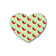 Small Mini Peppers Green Rubber Heart Coaster (4 Pack) by ConteMonfrey