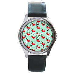 Small Mini Peppers Blue Round Metal Watch by ConteMonfrey