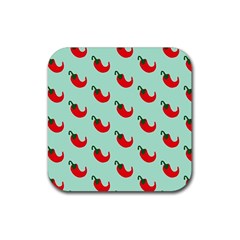 Small Mini Peppers Blue Rubber Coaster (square) by ConteMonfrey