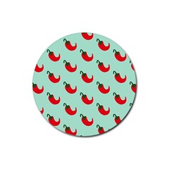 Small Mini Peppers Blue Rubber Coaster (round) by ConteMonfrey