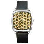 Pastel Pineapple Square Metal Watch Front