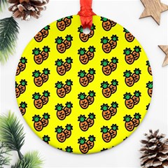 Yellow Background Pineapples Ornament (round) by ConteMonfrey