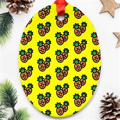 Yellow Background Pineapples Ornament (oval) by ConteMonfrey