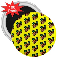 Yellow Background Pineapples 3  Magnets (100 Pack) by ConteMonfrey