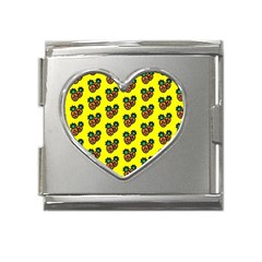 Yellow Background Pineapples Mega Link Heart Italian Charm (18mm)