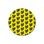 Yellow Background Pineapples Rubber Round Coaster (4 pack) Front