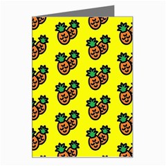 Yellow Background Pineapples Greeting Card