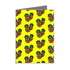 Yellow Background Pineapples Mini Greeting Card