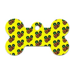 Yellow Background Pineapples Dog Tag Bone (one Side) by ConteMonfrey