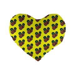 Yellow Background Pineapples Standard 16  Premium Heart Shape Cushions by ConteMonfrey