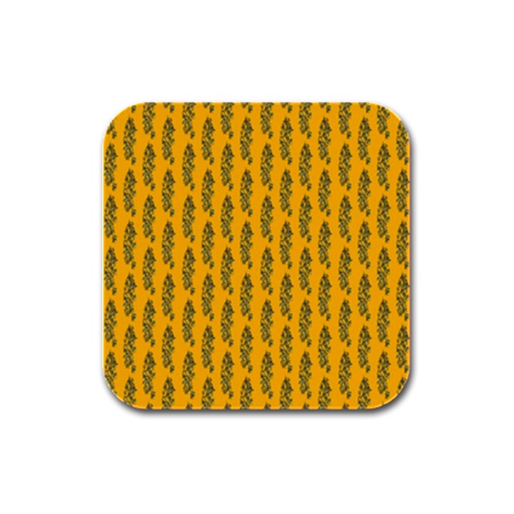 Yellow Lemon Branches Garda Rubber Square Coaster (4 pack)