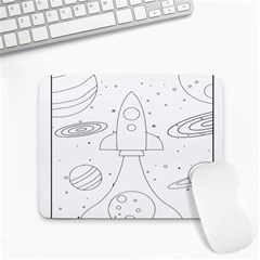 Going To Space - Cute Starship Doodle  Small Mousepad by ConteMonfrey