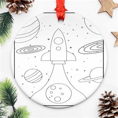 Going To Space - Cute Starship Doodle  Ornament (round) by ConteMonfrey