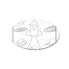 Going To Space - Cute Starship Doodle  Sticker (oval) by ConteMonfrey