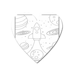 Going To Space - Cute Starship Doodle  Heart Magnet by ConteMonfrey