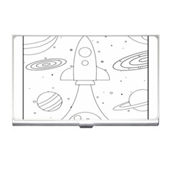 Going To Space - Cute Starship Doodle  Business Card Holder by ConteMonfrey