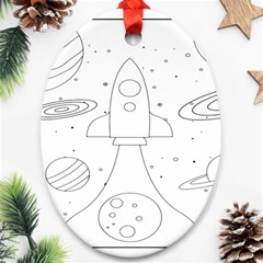 Going To Space - Cute Starship Doodle  Oval Ornament (two Sides) by ConteMonfrey