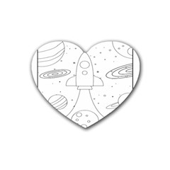 Going To Space - Cute Starship Doodle  Rubber Heart Coaster (4 Pack) by ConteMonfrey