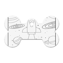 Going To Space - Cute Starship Doodle  Dog Tag Bone (one Side) by ConteMonfrey