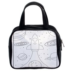 Going To Space - Cute Starship Doodle  Classic Handbag (two Sides) by ConteMonfrey