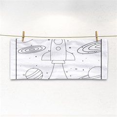 Going To Space - Cute Starship Doodle  Hand Towel by ConteMonfrey