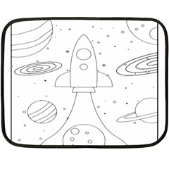 Going To Space - Cute Starship Doodle  Double Sided Fleece Blanket (mini)  by ConteMonfrey