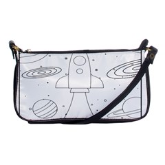 Going To Space - Cute Starship Doodle  Shoulder Clutch Bag by ConteMonfrey