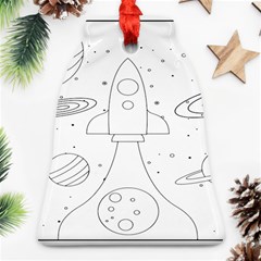 Going To Space - Cute Starship Doodle  Bell Ornament (two Sides) by ConteMonfrey