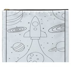 Going To Space - Cute Starship Doodle  Cosmetic Bag (xxxl) by ConteMonfrey