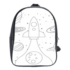 Going To Space - Cute Starship Doodle  School Bag (xl) by ConteMonfrey