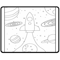 Going To Space - Cute Starship Doodle  Double Sided Fleece Blanket (medium)  by ConteMonfrey