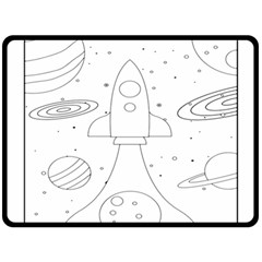 Going To Space - Cute Starship Doodle  Double Sided Fleece Blanket (large)  by ConteMonfrey