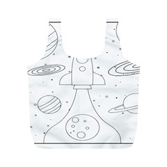 Going To Space - Cute Starship Doodle  Full Print Recycle Bag (m) by ConteMonfrey