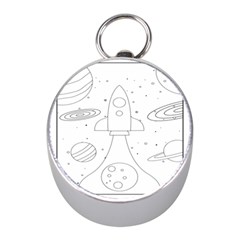 Going To Space - Cute Starship Doodle  Mini Silver Compasses