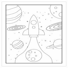 Going To Space - Cute Starship Doodle  Lightweight Scarf  by ConteMonfrey