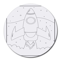 Starship Doodle - Space Elements Round Mousepad by ConteMonfrey