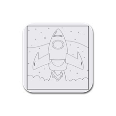 Starship Doodle - Space Elements Rubber Square Coaster (4 Pack) by ConteMonfrey