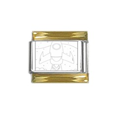 Starship Doodle - Space Elements Gold Trim Italian Charm (9mm) by ConteMonfrey