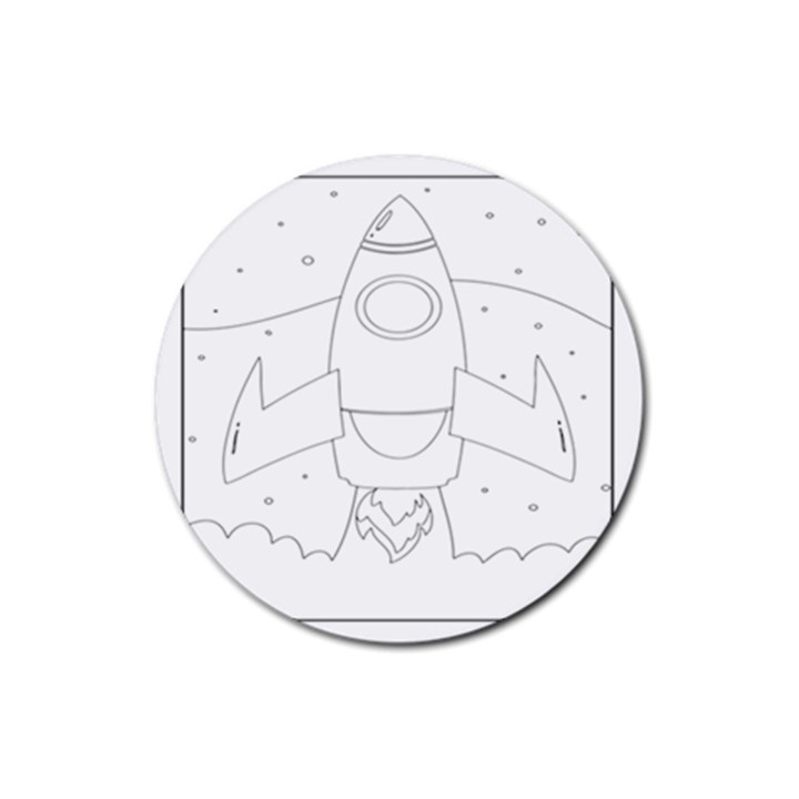 Starship Doodle - Space Elements Rubber Round Coaster (4 pack)