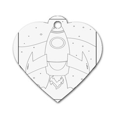 Starship Doodle - Space Elements Dog Tag Heart (one Side) by ConteMonfrey