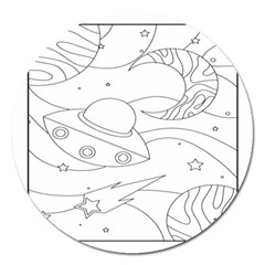 Starships Silhouettes - Space Elements Magnet 5  (round) by ConteMonfrey