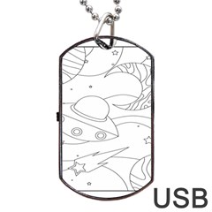 Starships Silhouettes - Space Elements Dog Tag Usb Flash (one Side) by ConteMonfrey