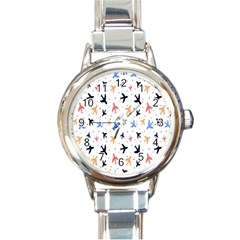 Sky birds - Airplanes Round Italian Charm Watch